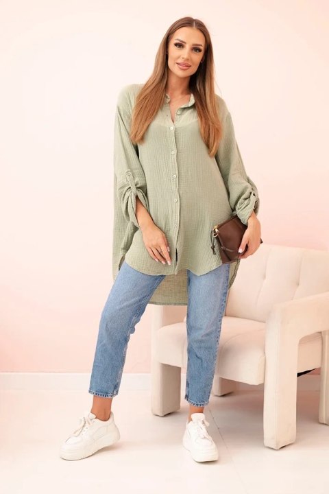 Koszula Muślinowa Damska Oversize Jasne Khaki – 100% Bawełna | Stylowy Wieszak Koszula Muślinowa Damska Oversize Jasne Khaki – 100% Bawełna | Stylowy Wieszak