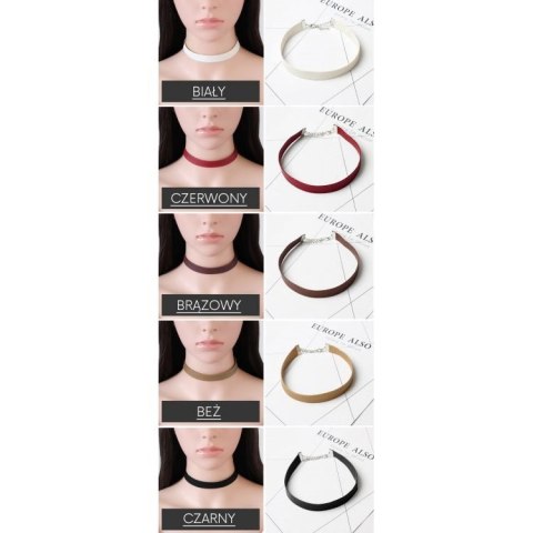 NASZYJNIK CHOKER SKÓRZANY - BIAŁY N480B NASZYJNIK CHOKER SKÓRZANY - BIAŁY N480B