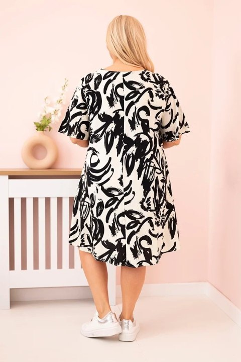Sukienka damska Plus Size z wiskozy z abstrakcyjnym wzorem czarna Sukienka damska Plus Size z wiskozy z abstrakcyjnym wzorem czarna