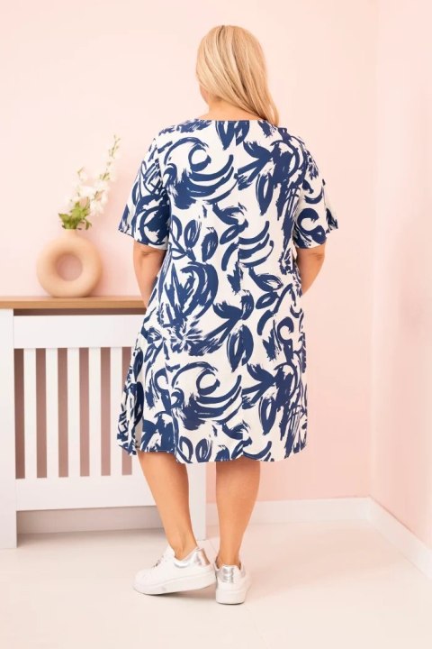 Sukienka damska Plus Size z wiskozy z abstrakcyjnym wzorem jeansowa Sukienka damska Plus Size z wiskozy z abstrakcyjnym wzorem jeansowa