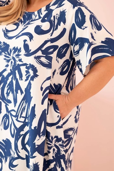 Sukienka damska Plus Size z wiskozy z abstrakcyjnym wzorem jeansowa Sukienka damska Plus Size z wiskozy z abstrakcyjnym wzorem jeansowa