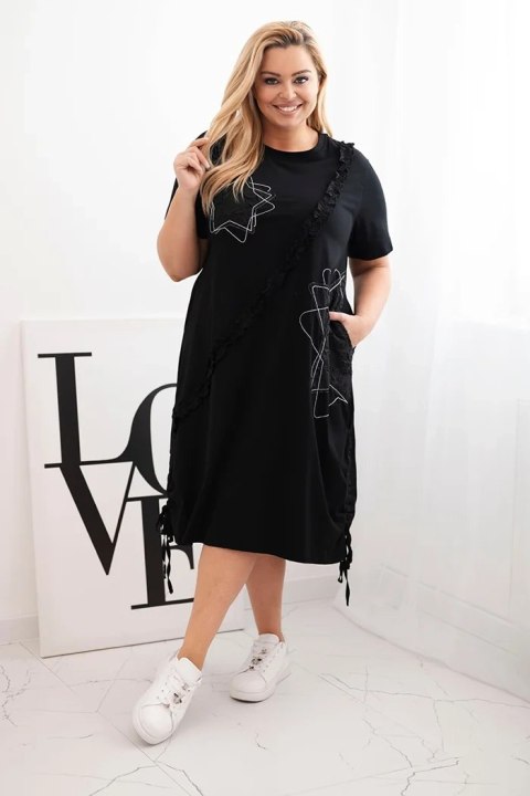 Sukienka damska bawełniana Plus Size z gwiazdami czarna Sukienka damska bawełniana Plus Size z gwiazdami czarna