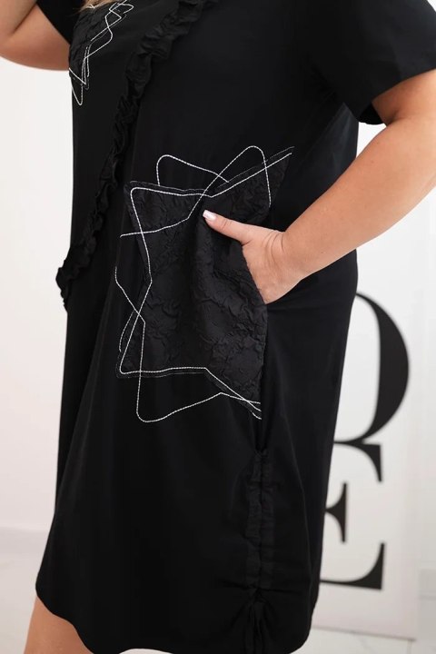 Sukienka damska bawełniana Plus Size z gwiazdami czarna Sukienka damska bawełniana Plus Size z gwiazdami czarna