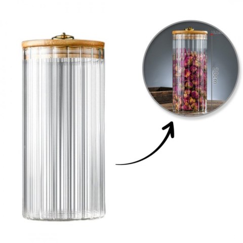 Cukiernica, pojemnik ryflowany z przykrywką bambusowa, rozm. L, 1150 ml 1szt SZK169 Cukiernica, pojemnik ryflowany z przykrywką bambusowa, rozm. L, 1150 ml 1szt SZK169