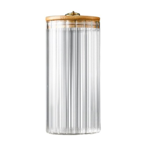Cukiernica, pojemnik ryflowany z przykrywką bambusowa, rozm. L, 1150 ml 1szt SZK169 Cukiernica, pojemnik ryflowany z przykrywką bambusowa, rozm. L, 1150 ml 1szt SZK169