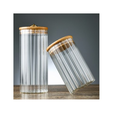 Cukiernica, pojemnik ryflowany z przykrywką bambusowa, rozm. L, 1150 ml 1szt SZK169 Cukiernica, pojemnik ryflowany z przykrywką bambusowa, rozm. L, 1150 ml 1szt SZK169