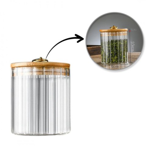 Cukiernica, pojemnik ryflowany z przykrywką bambusowa, rozm. S, 550 ml 1szt SZK167 Cukiernica, pojemnik ryflowany z przykrywką bambusowa, rozm. S, 550 ml 1szt SZK167