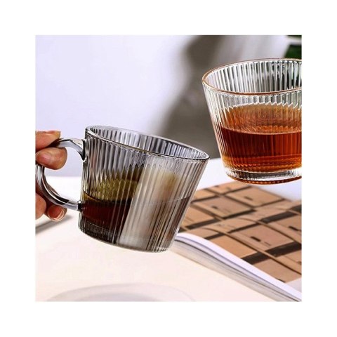 Filiżanka szklanka ryflowana duża grafit, szara 380 ml 1szt SZK177 Filiżanka szklanka ryflowana duża grafit, szara 380 ml 1szt SZK177