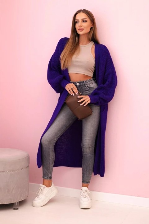 Sweter długi kardigan fioletowy Sweter długi kardigan fioletowy
