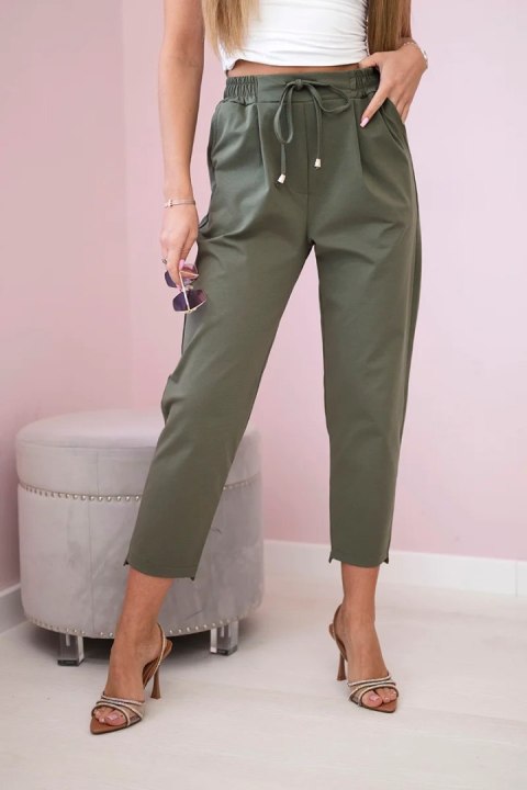 Spodnie punto wiązane w pasie khaki Spodnie punto wiązane w pasie khaki