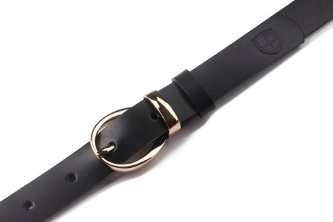 Elegancki skórzany pasek z owalną klamrą - Peterson Elegancki skórzany pasek z owalną klamrą - Peterson