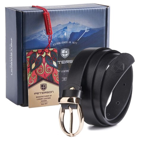 Elegancki skórzany pasek z owalną klamrą - Peterson Elegancki skórzany pasek z owalną klamrą - Peterson