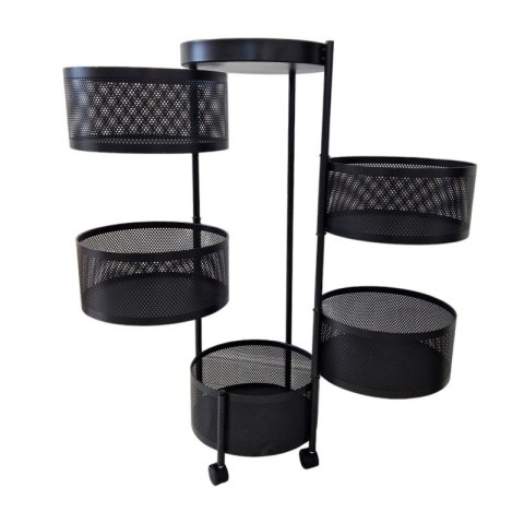 Pięciopoziomowy, obrotowy kosz na kółkach 33 x 90,5 cm, metalowy czarny SZ33 Pięciopoziomowy, obrotowy kosz na kółkach 33 x 90,5 cm, metalowy czarny SZ33