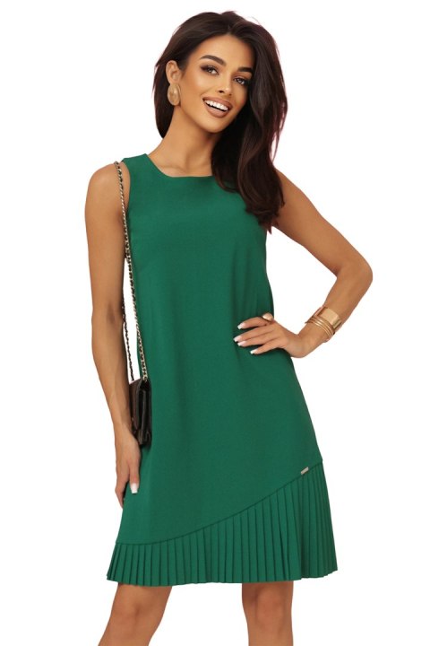 308-4 KARINE elegancka trapezowa sukienka z asymetryczną plisą - ZIELONA - XL 308-4 KARINE elegancka trapezowa sukienka z asymetryczną plisą - ZIELONA - XL