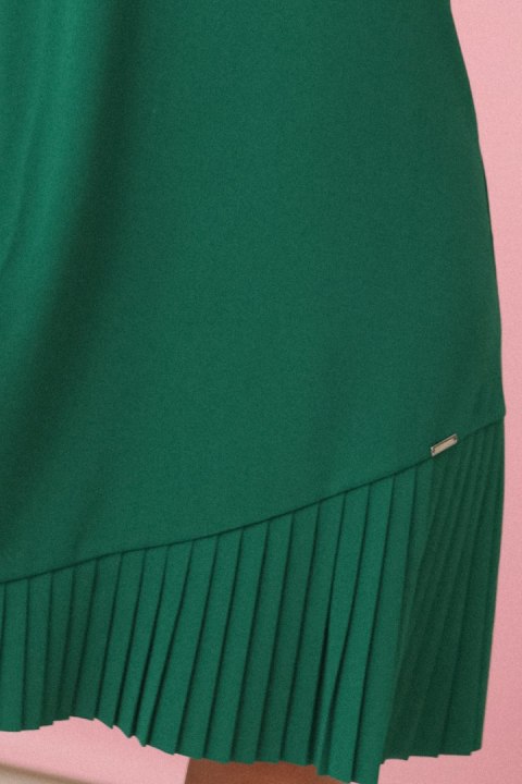 308-4 KARINE elegancka trapezowa sukienka z asymetryczną plisą - ZIELONA - XXL 308-4 KARINE elegancka trapezowa sukienka z asymetryczną plisą - ZIELONA - XXL