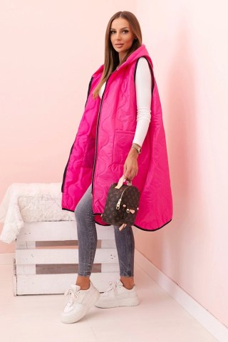 Kamizelka damska Plus Size różowa pikowana z kapturem Stylowy Wieszak