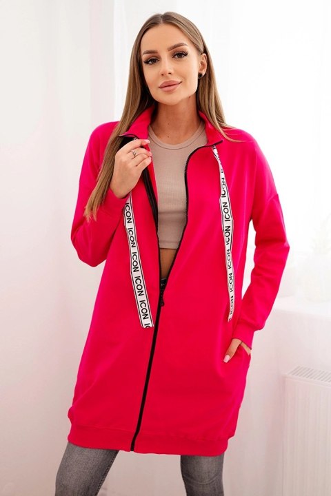 Bluza damska zapinana na zamek z napisami fuksja Bluza damska zapinana na zamek z napisami fuksja