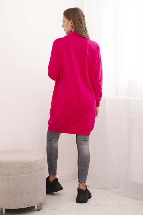 Bluza damska zapinana na zamek z napisami fuksja Bluza damska zapinana na zamek z napisami fuksja