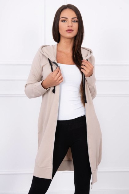 Bluza Sukienkowa z Kapturem Długa Beżowa | Stylowy Basic | Stylowy Wieszak