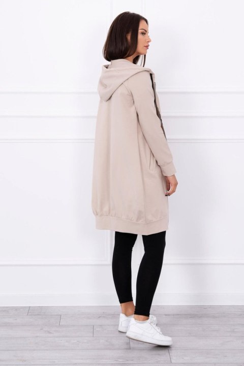 Bluza tunikowa do kolan beżowa z zamkiem – codzienna stylizacja