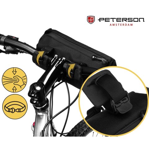 Czarna, wodoodporna sakwa rowerowa na kierownicę - Peterson Czarna, wodoodporna sakwa rowerowa na kierownicę - Peterson