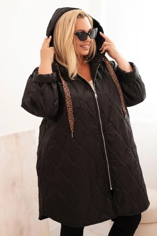 Kurtka damska Plus Size pikowana z kapturem HOPE czarna