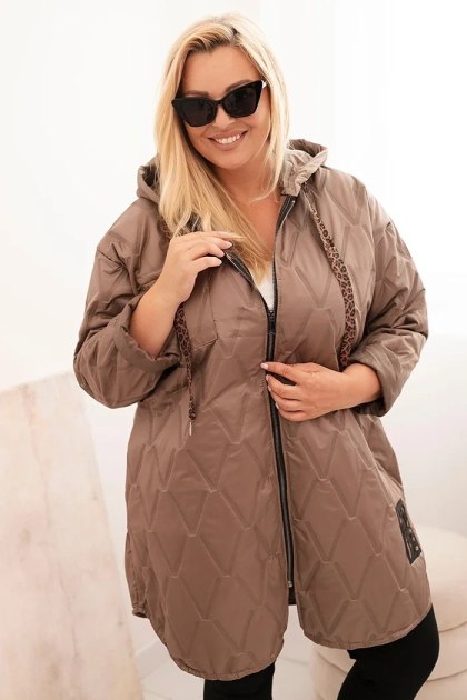Pikowana kurtka damska Plus Size z kapturem HOPE fango - Stylowy Wieszak