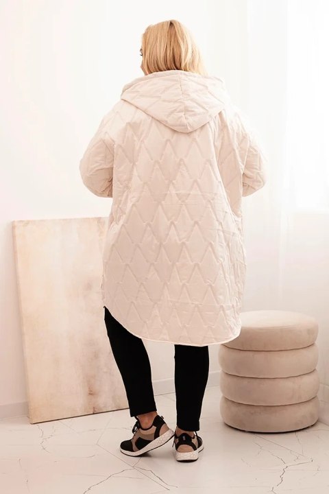 Stylowa kurtka plus size oversize z kapturem i ozdobnym sznurkiem Stylowa kurtka plus size oversize z kapturem i ozdobnym sznurkiem