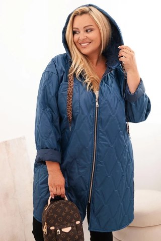 Kurtka damska Plus Size HOPE pikowana z kapturem – kolor jeansowy