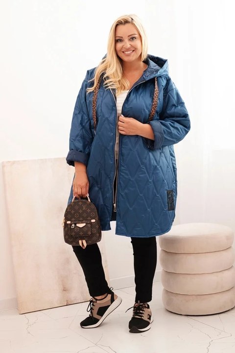 Stylowa kurtka pikowana damska Plus Size na suwak – kolor jeansowy Stylowa kurtka pikowana damska Plus Size na suwak – kolor jeansowy