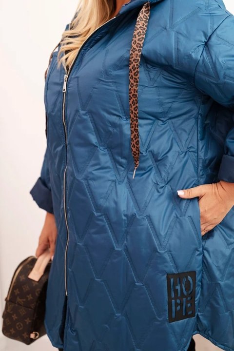 Modna kurtka plus size na jesień w kolorze jeansowym Modna kurtka plus size na jesień w kolorze jeansowym