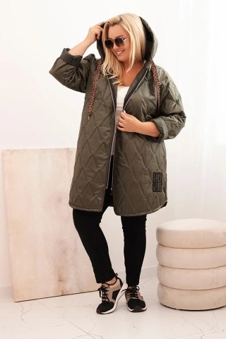 Kurtka damska Plus Size HOPE pikowana z kapturem – kolor khaki