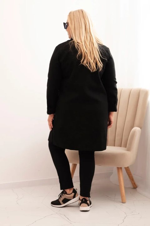 Płaszcz damski elegancki Plus Size z kołnierzem i dużymi kieszeniami czarny Płaszcz damski elegancki Plus Size z kołnierzem i dużymi kieszeniami czarny