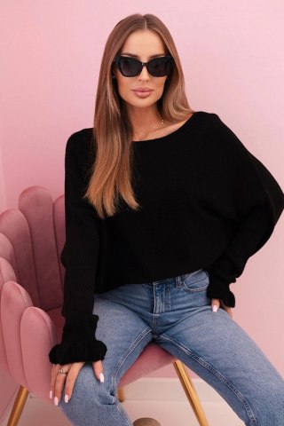 Sweter Damski z Moherem Czarny – Wycięcie na Plecach, Włoski Styl