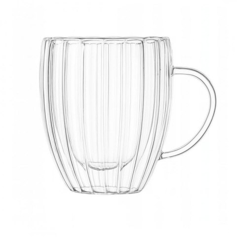 Szklanka termiczna z ryflowanym wzorem i podwójnym dnem, 250 ml, elegancka i praktyczna Szklanka termiczna z ryflowanym wzorem i podwójnym dnem, 250 ml, elegancka i praktyczna