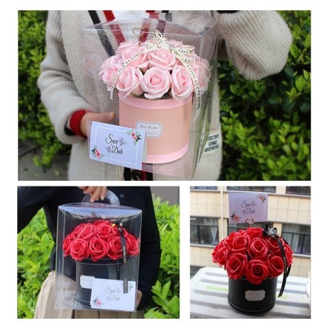 Flower box, bukiet zapachowych kwiatów mydlanych w pudełku 21szt. BUK08R