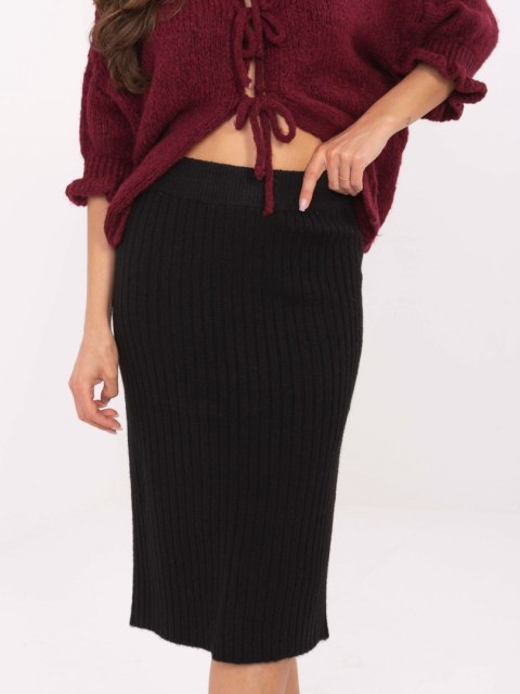 Spódnica swetrowa SUBLEVEL czarna, długość midi, elastyczna talia, rozmiar XL, styl casual.