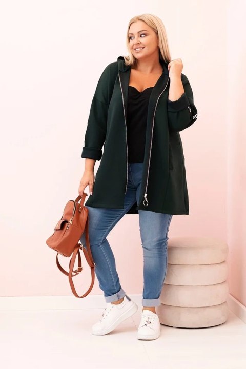 Rozpinana bluza w dużym rozmiarze w kolorze ciemnej zieleni Rozpinana bluza w dużym rozmiarze w kolorze ciemnej zieleni