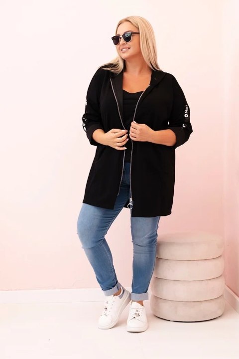 Stylowa czarna bluza rozpinana Plus Size Stylowa czarna bluza rozpinana Plus Size