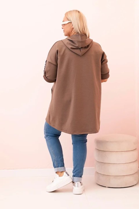 Bluza damska Plus Size z wiskozą rozpinana z kapturem fango Bluza damska Plus Size z wiskozą rozpinana z kapturem fango