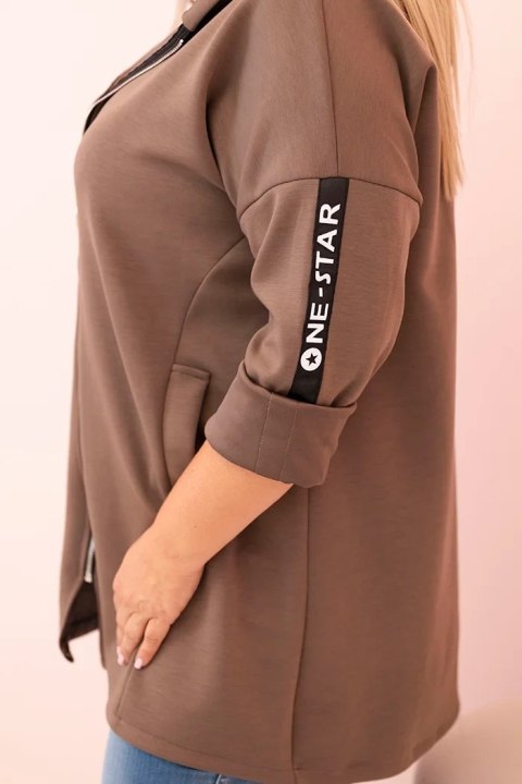 Bluza damska Plus Size z wiskozą rozpinana z kapturem fango Bluza damska Plus Size z wiskozą rozpinana z kapturem fango