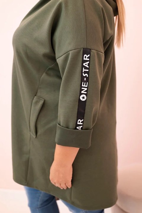 Bluza rozpinana khaki dla kobiet w większym rozmiarze – styl streetwear Bluza rozpinana khaki dla kobiet w większym rozmiarze – styl streetwear