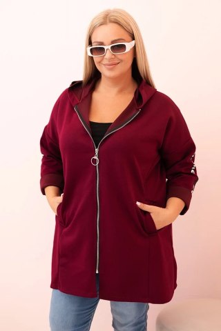 Bluza damska Plus Size z kapturem i nadrukiem śliwkowa – Italy Moda