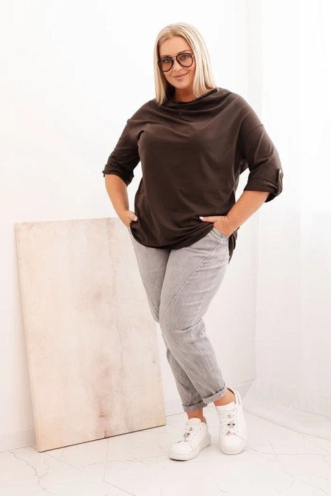 Bluzka bawełniana Plus Size w kolorze brązowym Bluzka bawełniana Plus Size w kolorze brązowym