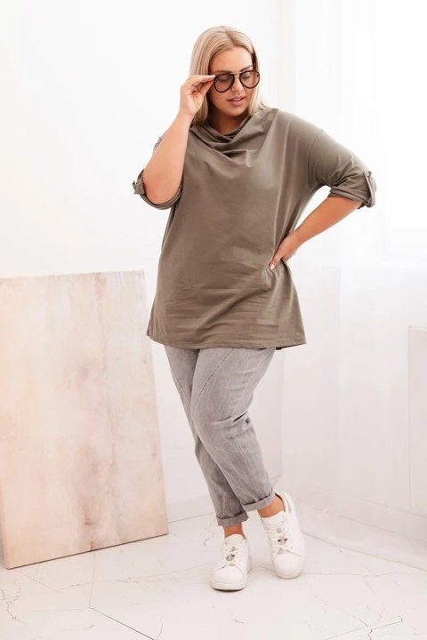 Bawełniana bluzka damska Plus Size w kolorze khaki Bawełniana bluzka damska Plus Size w kolorze khaki