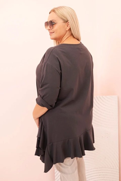 Bluzka z bawełny i elastanu w kolorze grafitowym – kobieca i wygodna, rozmiar XL–4XL. Bluzka z bawełny i elastanu w kolorze grafitowym – kobieca i wygodna, rozmiar XL–4XL.