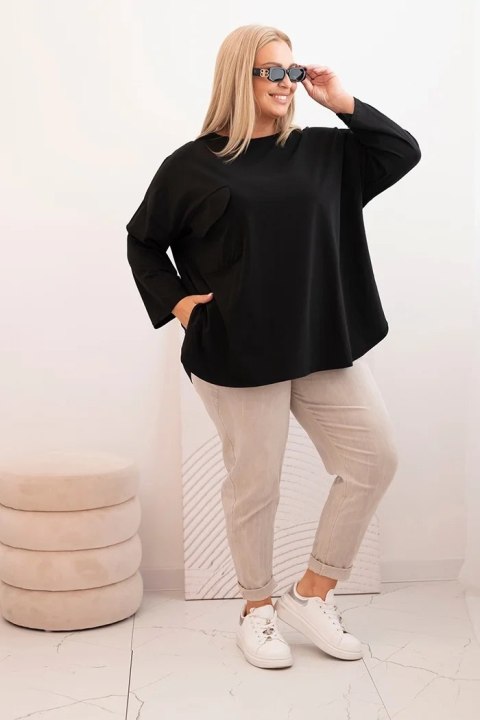 Bawełniana bluzka oversize czarna, XL–4XL