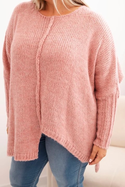 Ciemnoróżowy sweter Plus Size z akrylu i poliamidu – luźny fason, idealny na co dzień. Ciemnoróżowy sweter Plus Size z akrylu i poliamidu – luźny fason, idealny na co dzień.