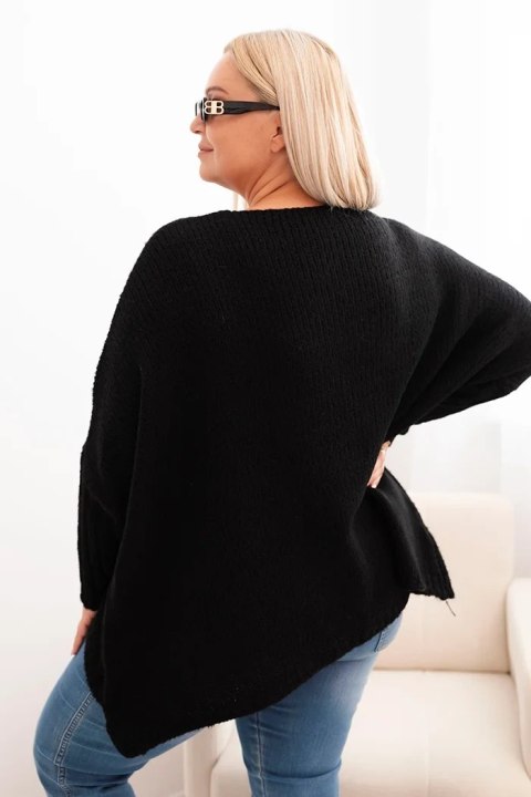 Stylowy czarny sweter Plus Size – rękaw 3/4, miękka dzianina, klasyczny fason. Stylowy czarny sweter Plus Size – rękaw 3/4, miękka dzianina, klasyczny fason.