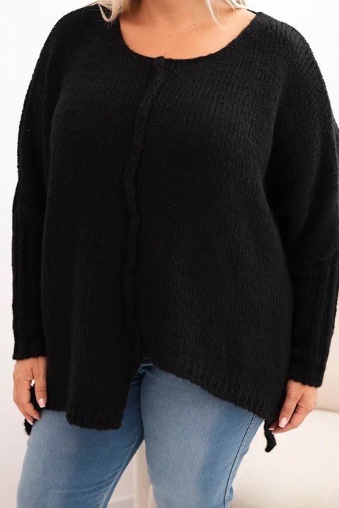 Sweter oversize Plus Size czarny – dekolt w łódkę, luźny krój, dla rozmiarów 2XL–4XL. Sweter oversize Plus Size czarny – dekolt w łódkę, luźny krój, dla rozmiarów 2XL–4XL.